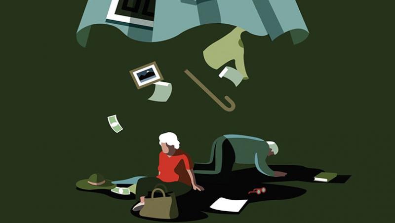 cartoon of elderly falling