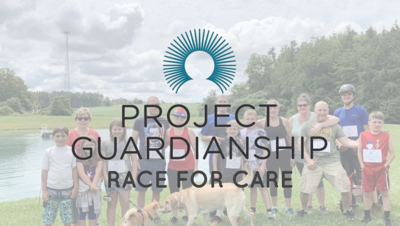 PG Logo and "Race for Care" overlaid against an image of people in athletic clothes